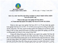 Thư ch&#250;c mừng nh&#226;n kỷ niệm Ng&#224;y L&#226;m nghiệp Việt Nam v&#224; 79 năm th&#224;nh lập ng&#224;nh L&#226;m nghiệp Việt Nam